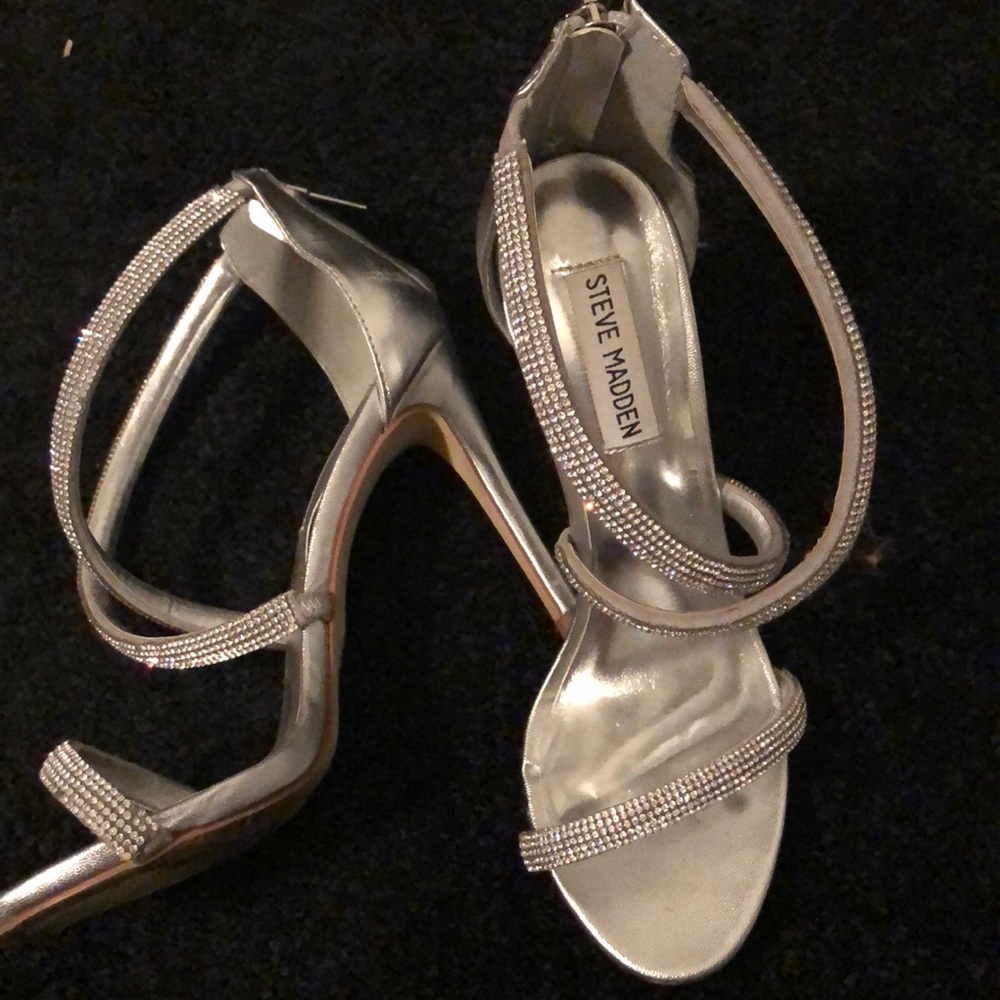 Steve Madden silver diamond heels